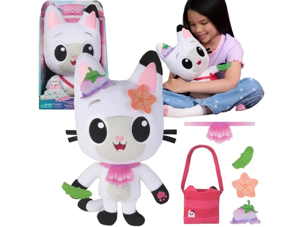 Interaktivní plyšák Gabbys Dollhouse Pandy Paws 30 cm – se zvuky a melodiemi